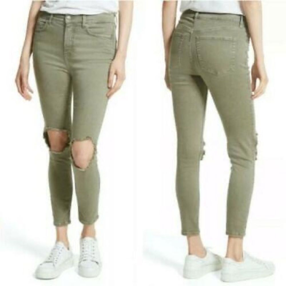 Free People We The Free Busted Skinny Jeans Size W24 Green